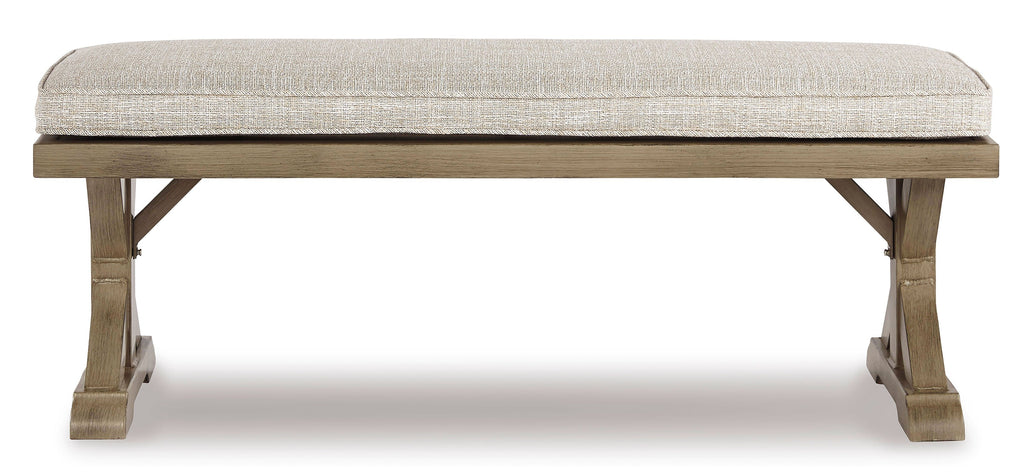 Beachcroft Beige Performance Fabric Outdoor Bench with Cushion