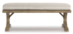 Beachcroft Beige Performance Fabric Outdoor Bench with Cushion