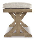 Beachcroft Beige Performance Fabric Outdoor Bench with Cushion