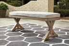 Beachcroft Beige Performance Fabric Outdoor Bench with Cushion