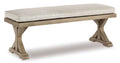 Beachcroft Beige Performance Fabric Outdoor Bench with Cushion