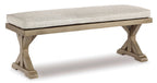 Beachcroft Beige Performance Fabric Outdoor Bench with Cushion