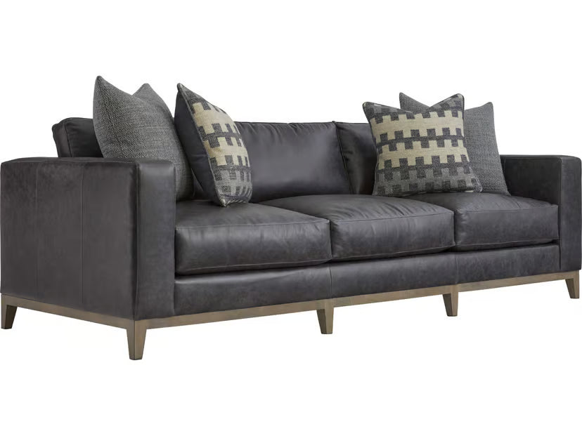 Noel 3-Seat Leather Sofa in Grey