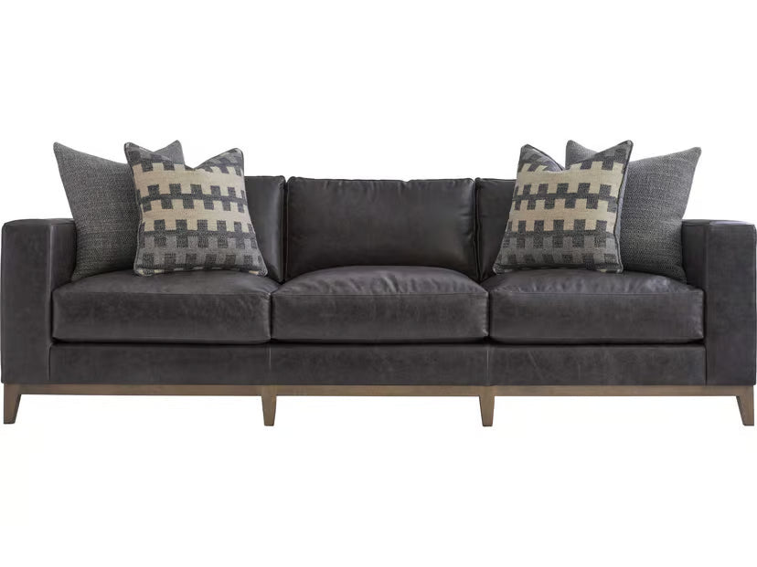 Noel 3-Seat Leather Sofa in Grey