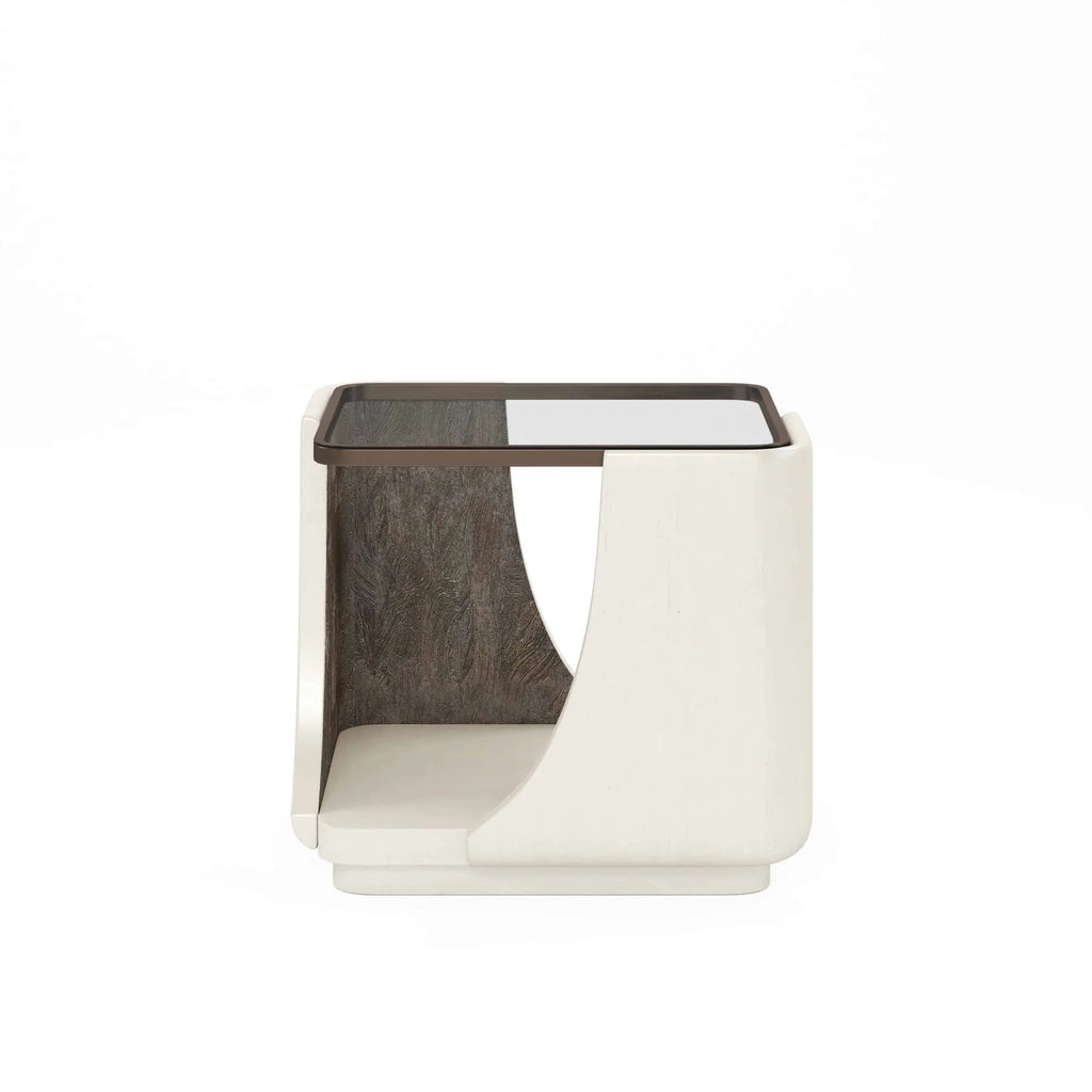 Blanc End Table w/ Glass Top