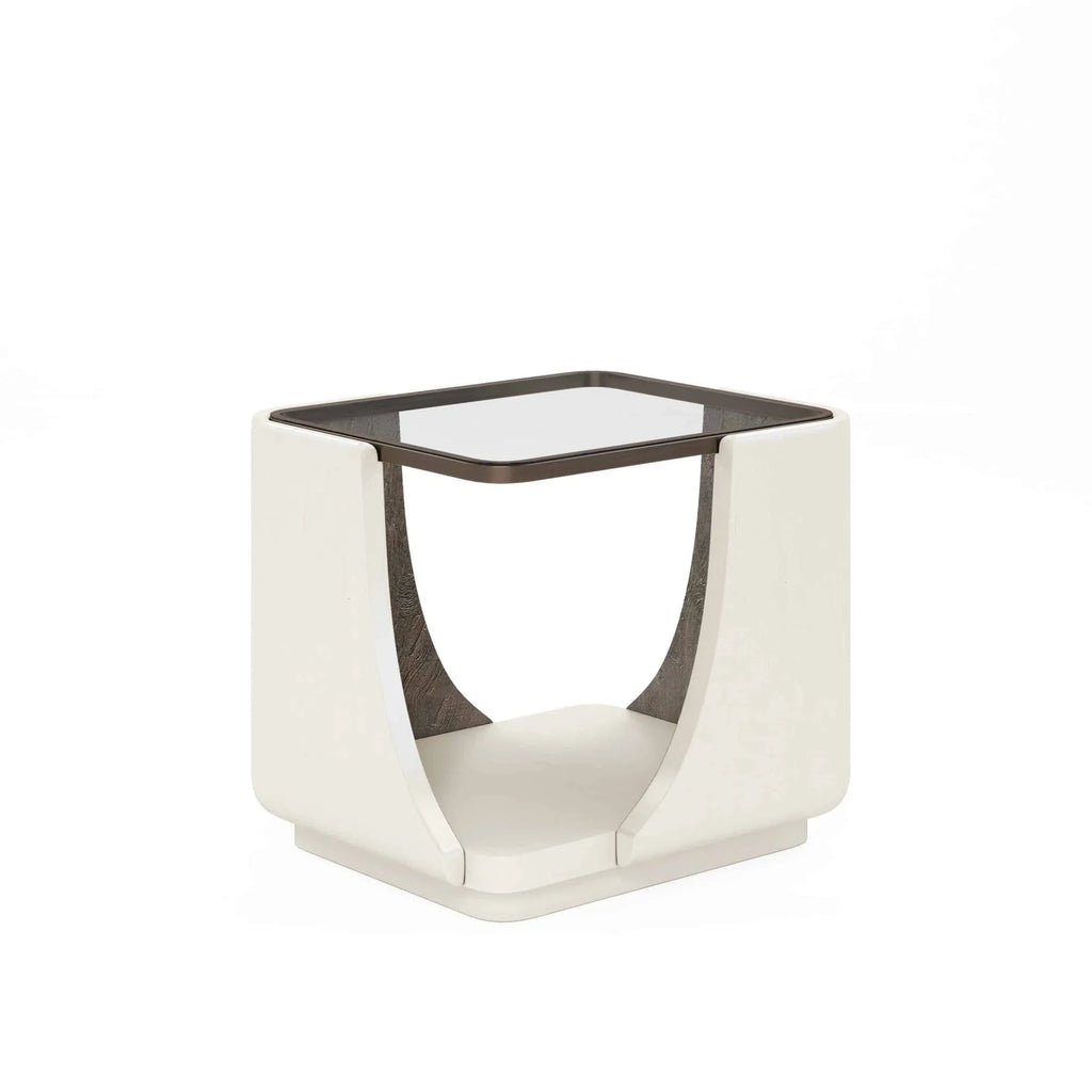 Blanc End Table w/ Glass Top