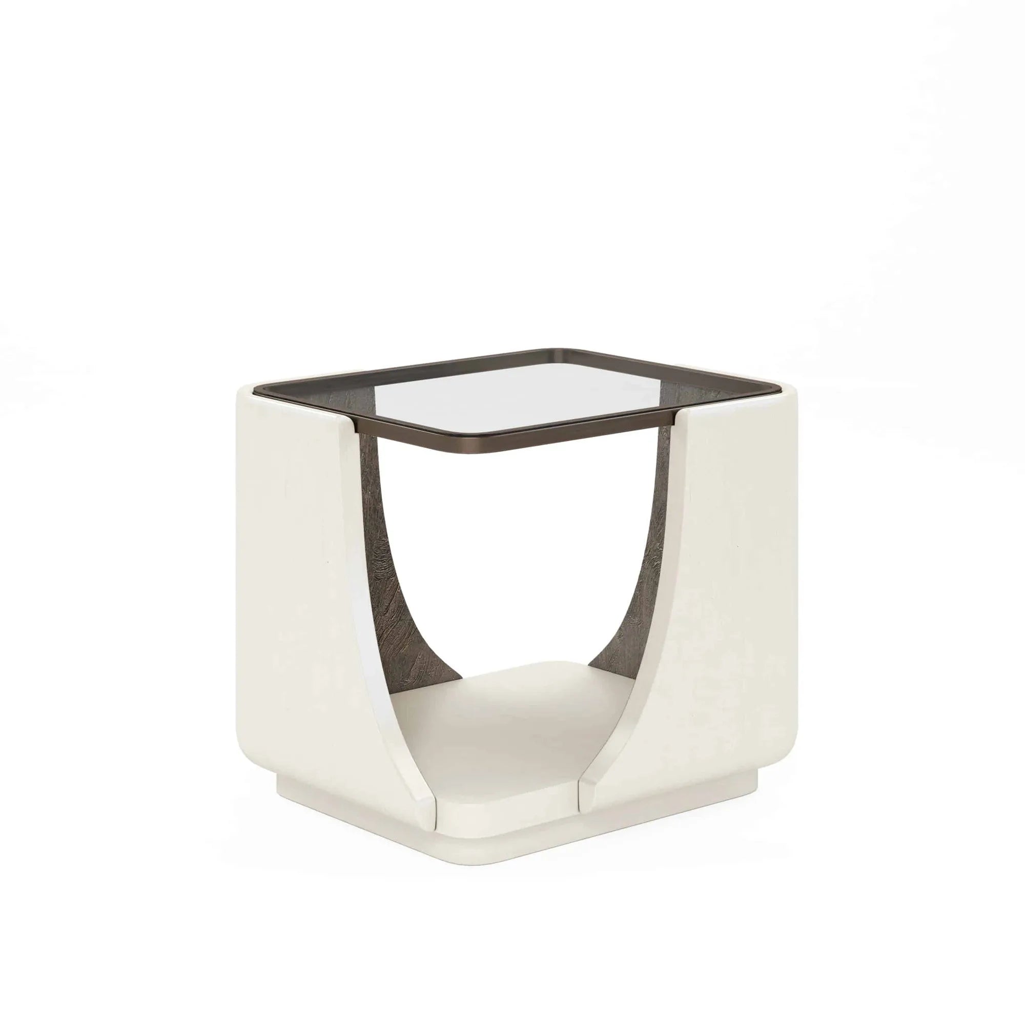 Blanc End Table w/ Glass Top
