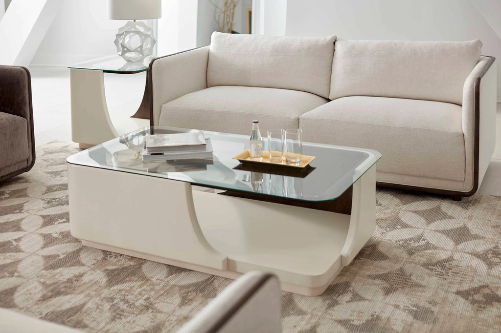 Blanc End Table w/ Glass Top