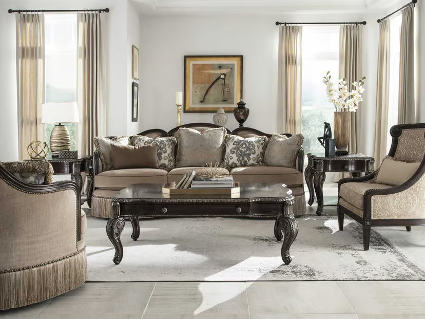 Giovanna Carved Wood Accent Chair