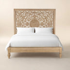 HAVELI FLORAL MOTIF CARVED WOOD BED