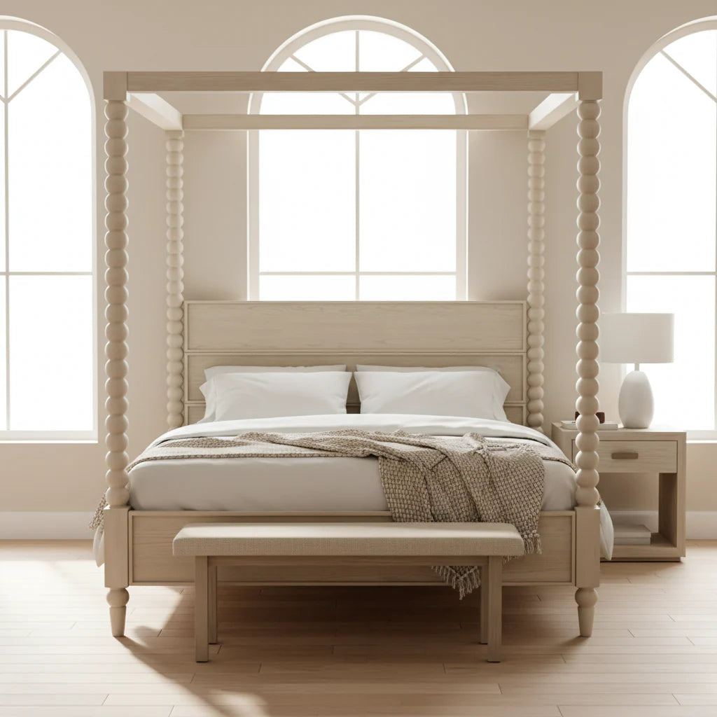 Marcie Beaded Wood Poster Bed