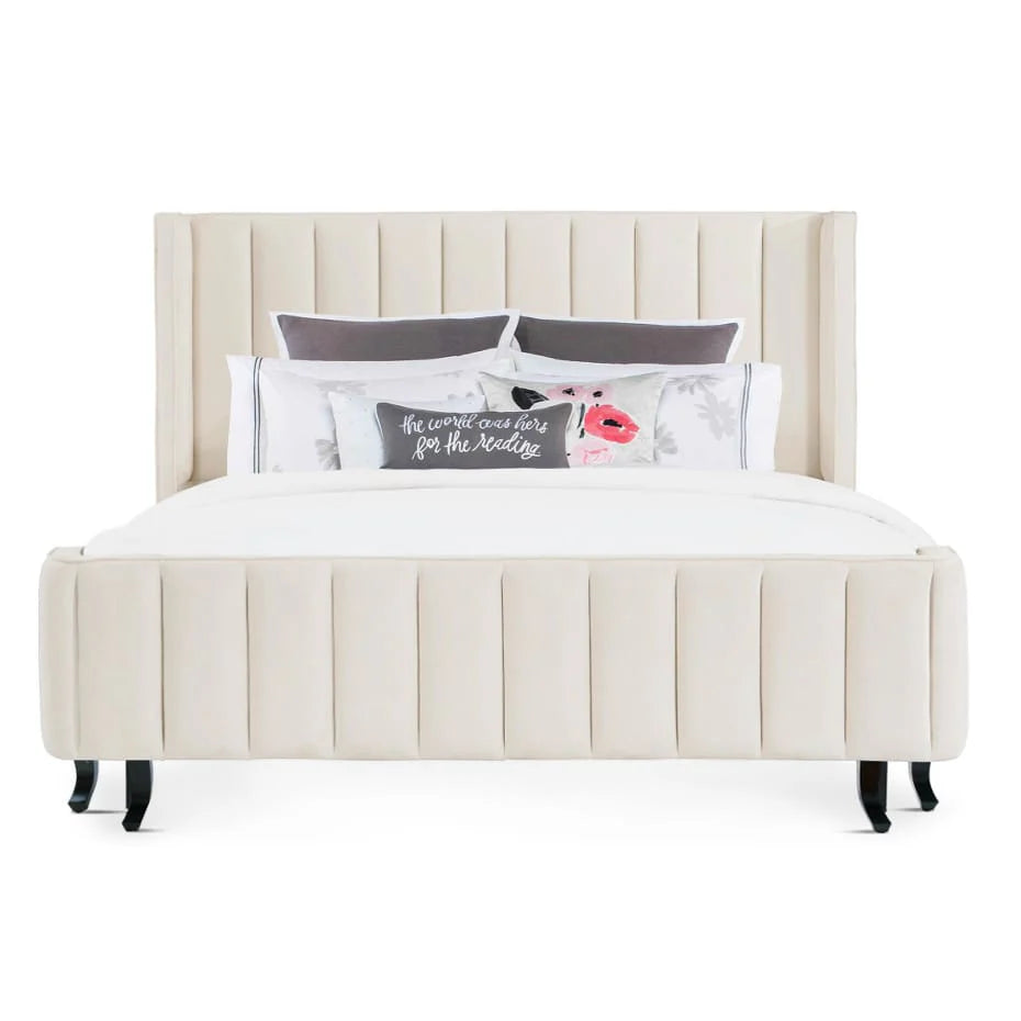 Olivette Cream Velvet Bed