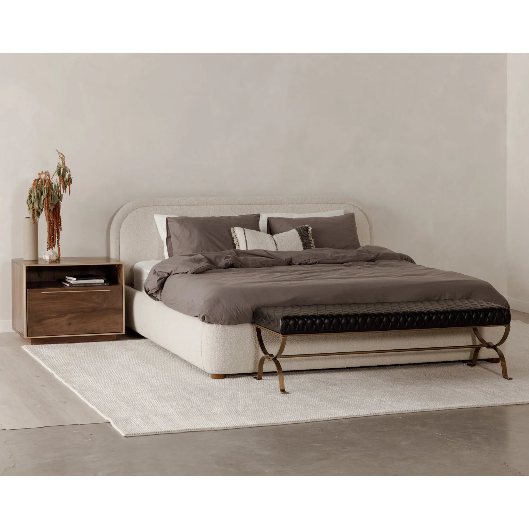 Yoko Knoll Natural Bouclé Upholstered Bed