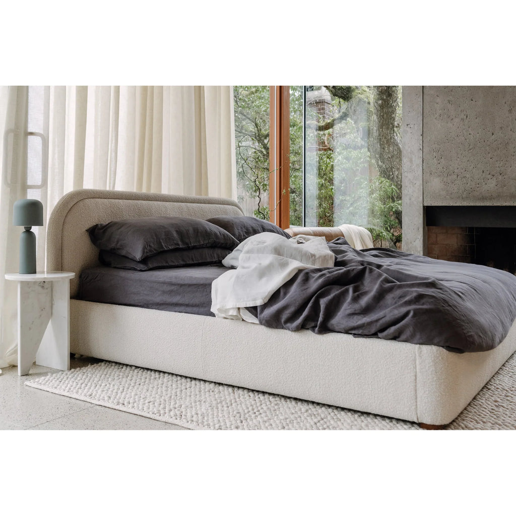 Yoko Knoll Natural Bouclé Upholstered Bed