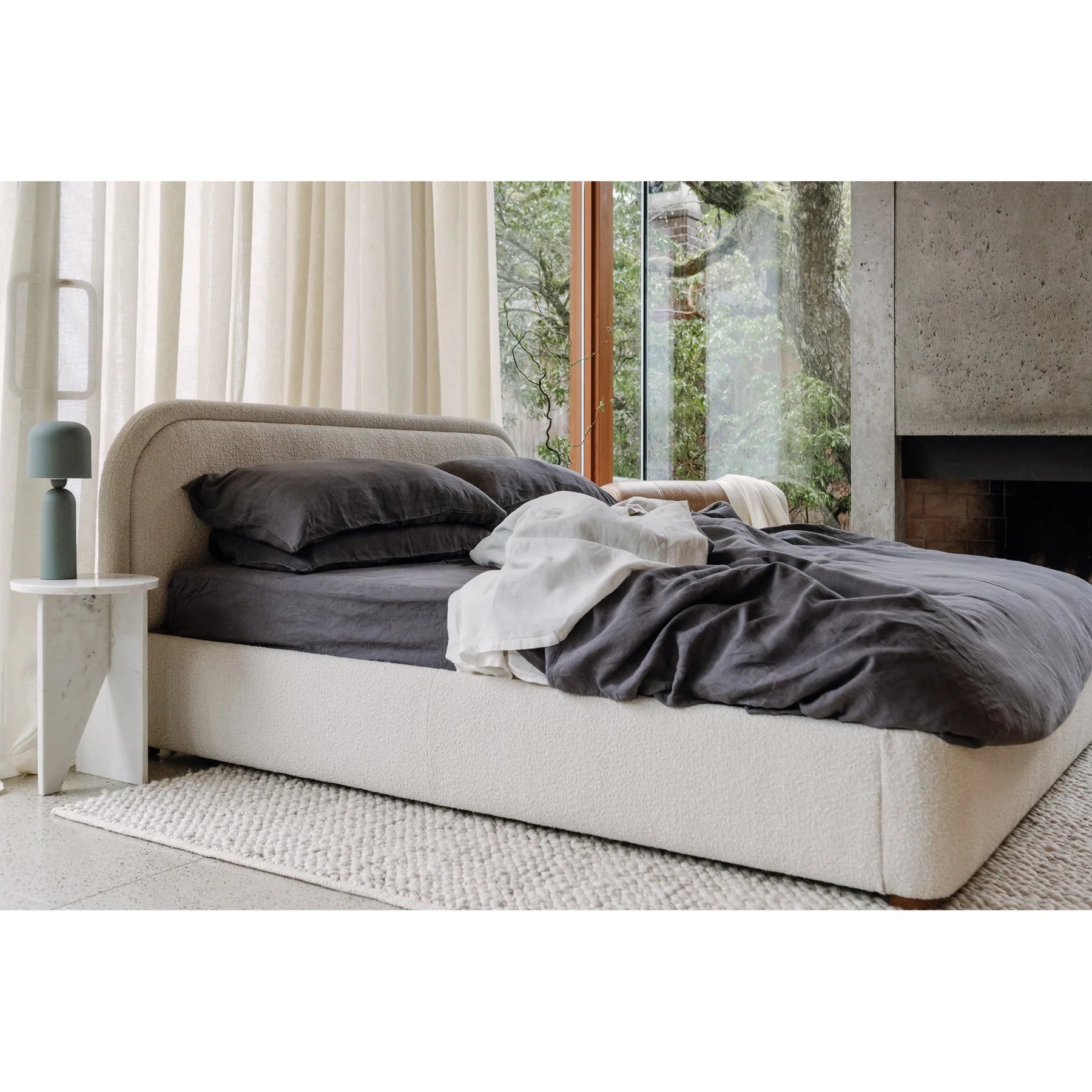 Yoko Knoll Natural Bouclé Upholstered Bed
