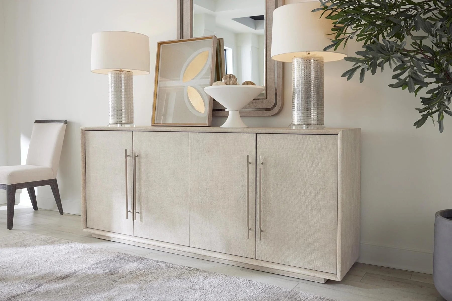 Modern Mood Raffia Media Credenza