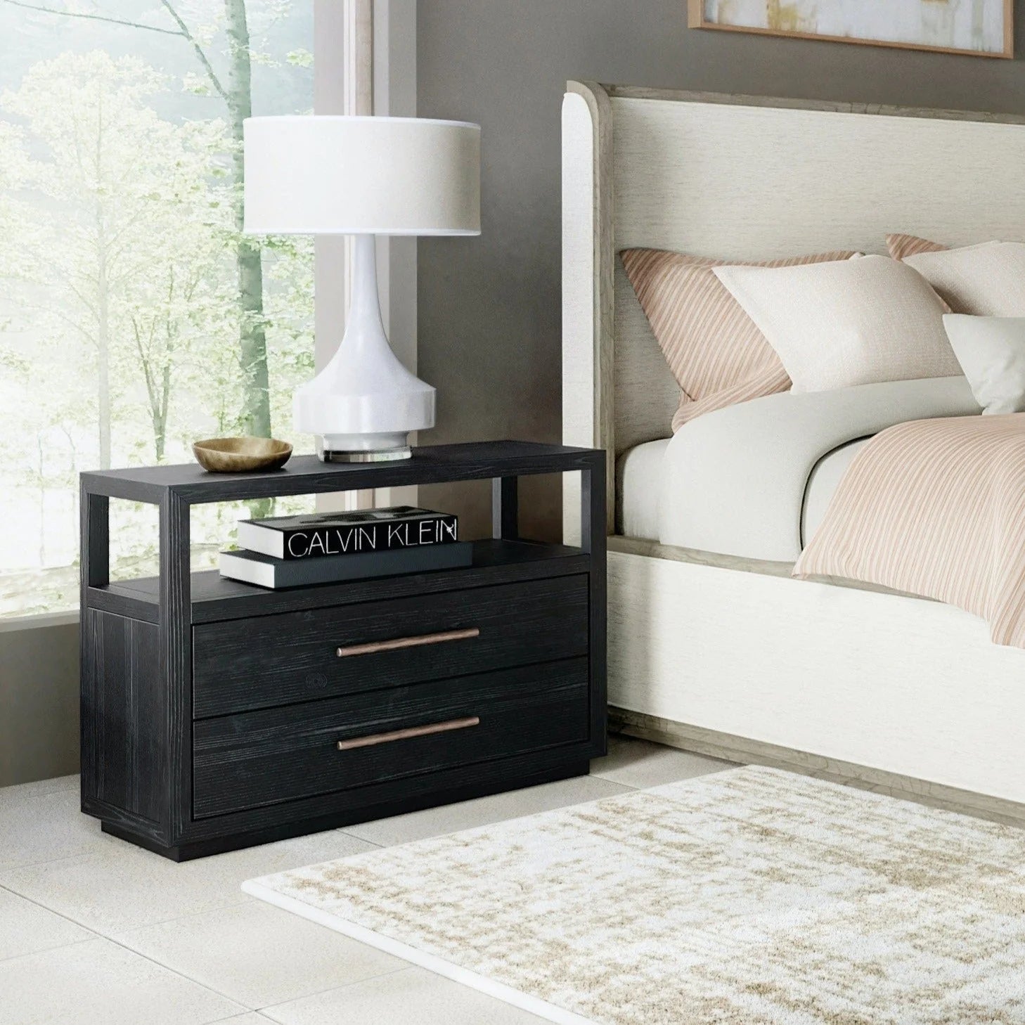 Linville Falls Shou Sugi Ban Two Drawer Nightstand