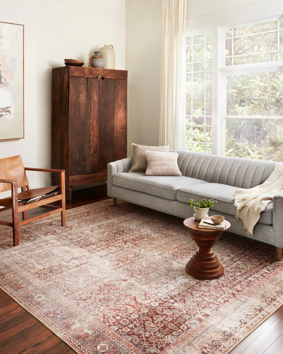 Linley Vintage Print Flat Rug: Cinnamon