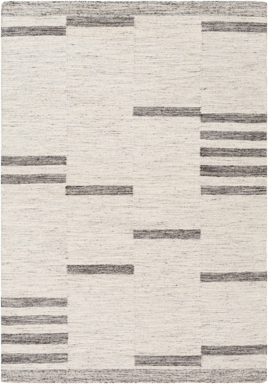 Maji Wool + Viscose Flat Rug: Ivory, Ash
