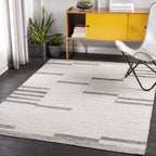 Maji Wool + Viscose Flat Rug: Ivory, Ash