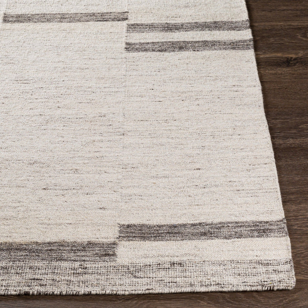 Maji Wool + Viscose Flat Rug: Ivory, Ash