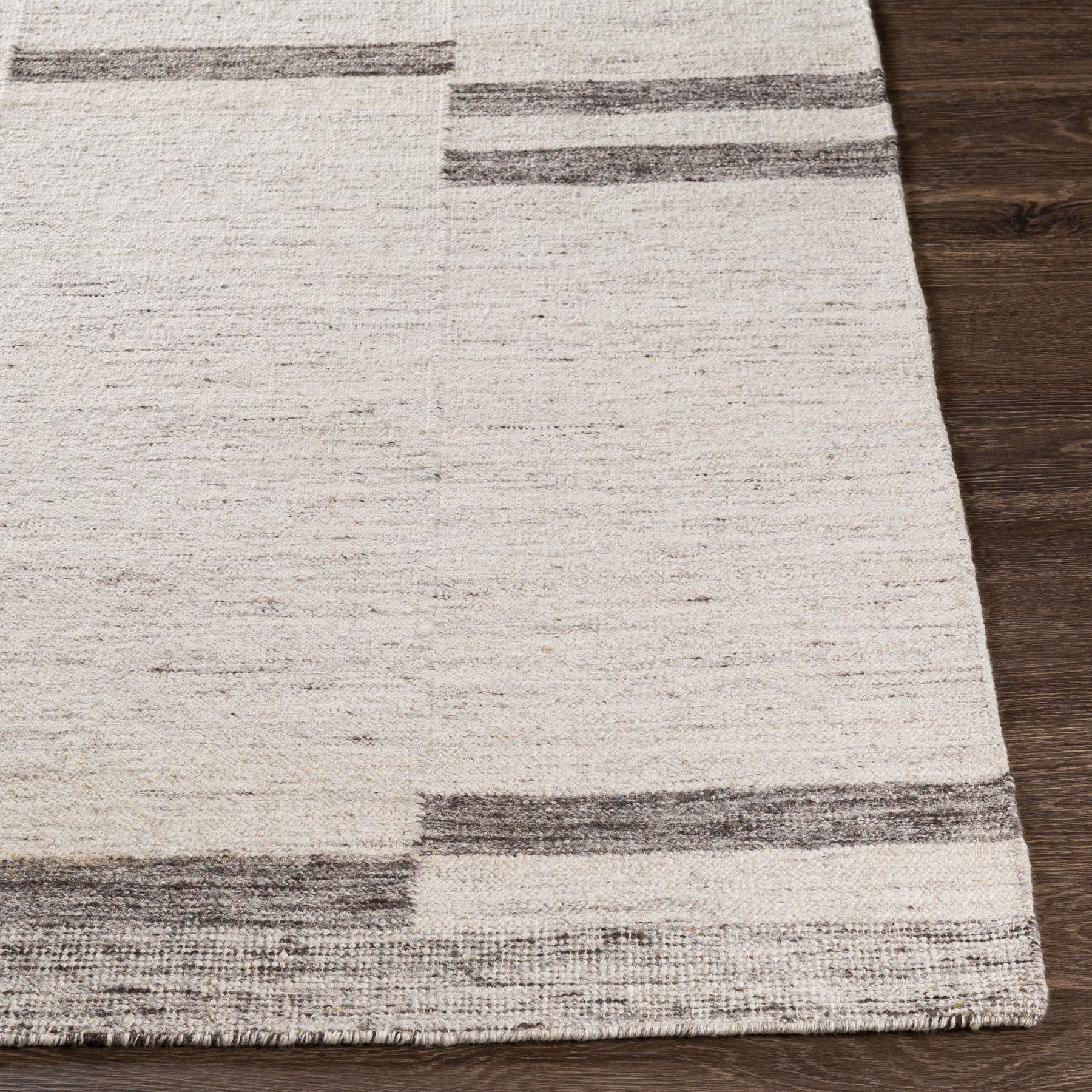 Maji Wool + Viscose Flat Rug: Ivory, Ash