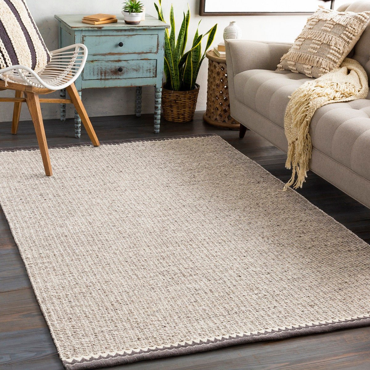 Retro Woven Wool Flat Rug