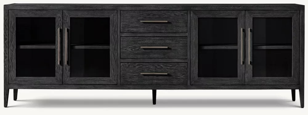 French Contemporary Glass Sideboard With Drawers