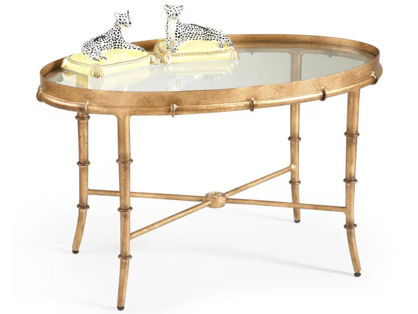 Gold-colored bamboo cocktail table